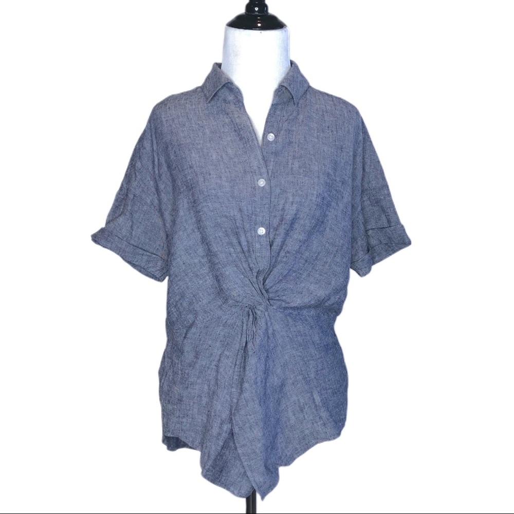 Carlson Chambray Linen Button Up Top - Picture 2 of 5